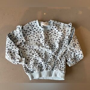 Leopard Print girls Sweatshirt with ruffle sleeve detail